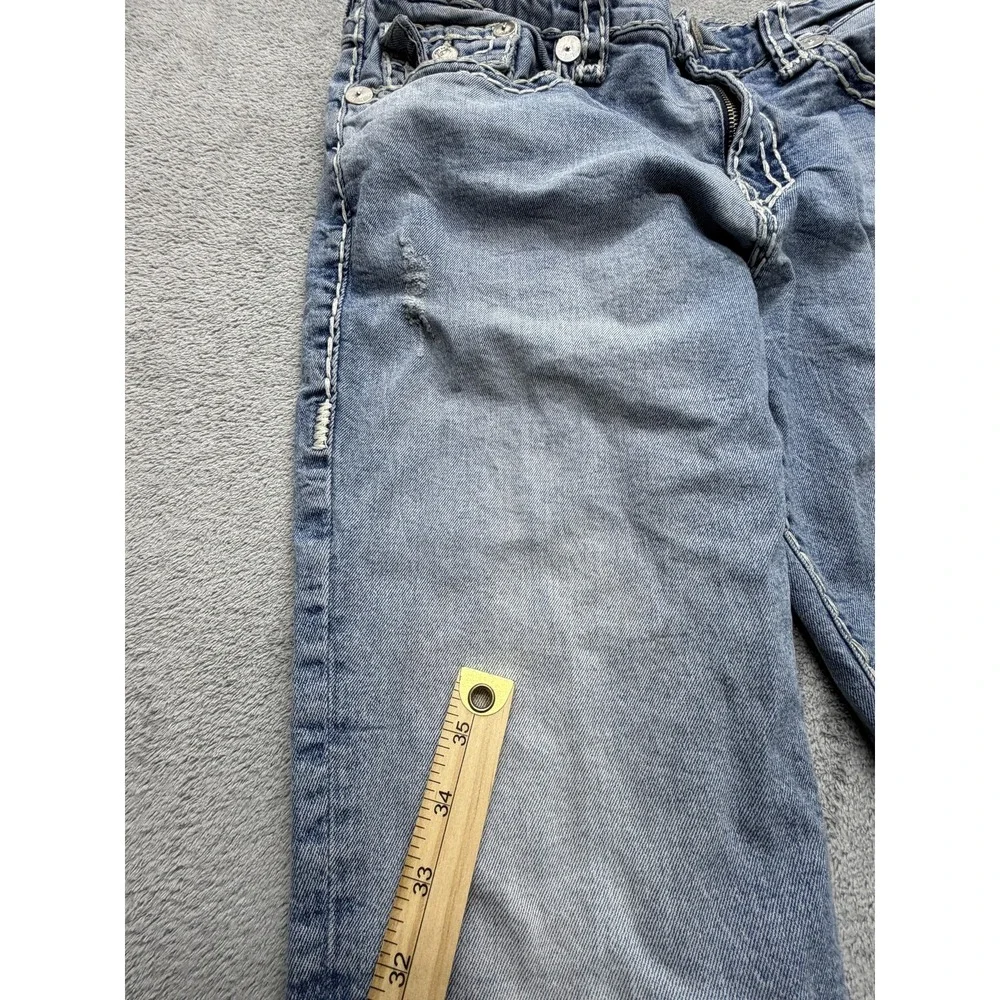 True Religion Jeans Mens Measure 37x33 Blue Geno Relaxed Slim Light Wash Stretch